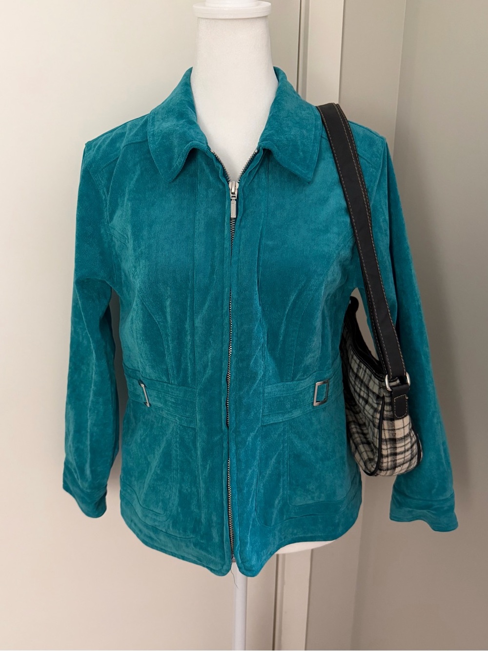 Teal Suede Collared Jacket Christopher & Banks